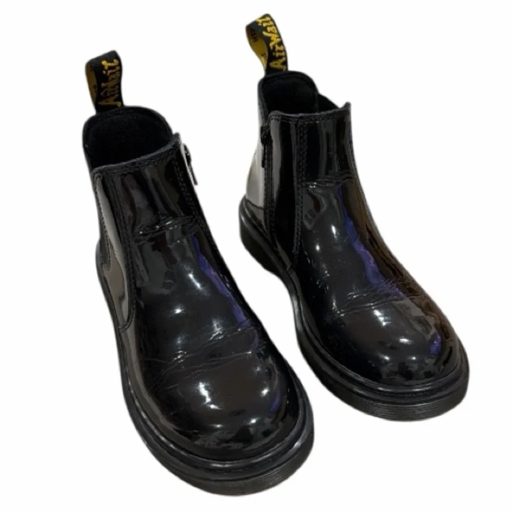 Dr. Martens 2976 JUNIOR Kids Patent Leather Chelsea Boots Black US 3